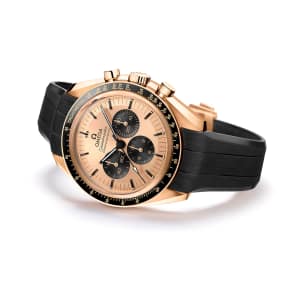 Omega Speedmaster Moonwatch Professional Moonshine Gold angled view